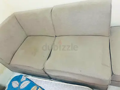 Beige Fabric Sofa Seat Cushion / Ottoman Section