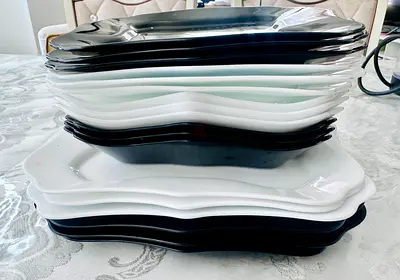 Set of Black & White Serving Platters