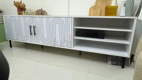 White TV/Media Unit with Shelves