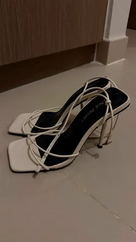 White strappy square-toe stiletto heels, size 37 - good condition