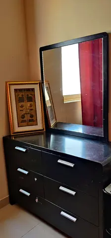 Black 6-Drawer Dresser with Mirror - Good Used Condition