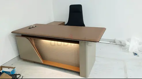 Modern L-shaped Executive Office Desk with Storage