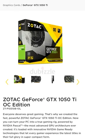 ZOTAC GeForce GTX 1050 Ti 4GB GPU - Good Working Condition