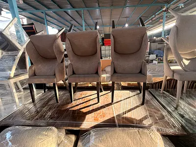 6 Fabric Accent chairs Dining table Grey, Good Condition