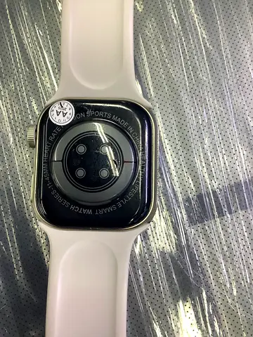 Silver smartwatch with white sport band - good condition