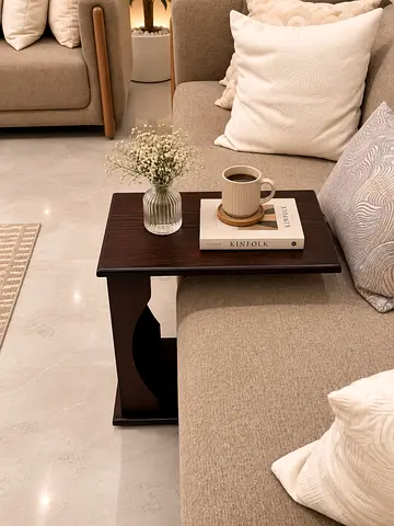 Dark Wood Side Table / Sofa Armrest Table