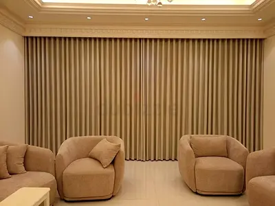 Beige Full-Length Fabric Curtains - Ready to Install