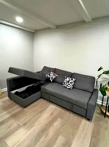Grey L-shape Storage Sofa Bed - Good Condition