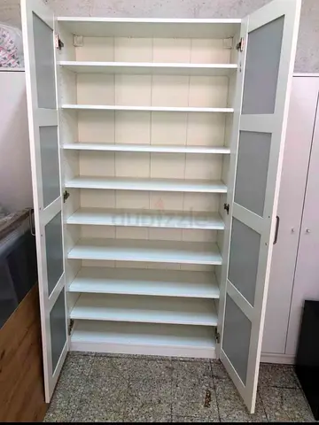 White Tall Cabinet with Multiple Adjustable Shelves - Good Condition