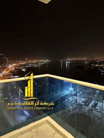 Fully furnished Luxury 2BR monthly in Ajman, sea view balcony, ready to move in, including bills, internet, gym, pool, and parking, near services