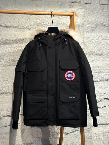 Canada goose Black Hooded Parka Jacket with Fur Trim