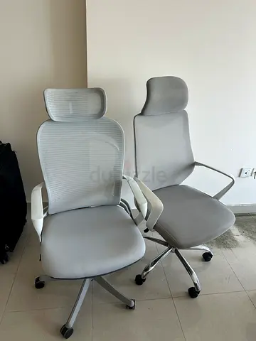 Pair of ergonomic office chairs — grey, Excellent condition