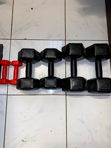 6 rubber hex dumbbells