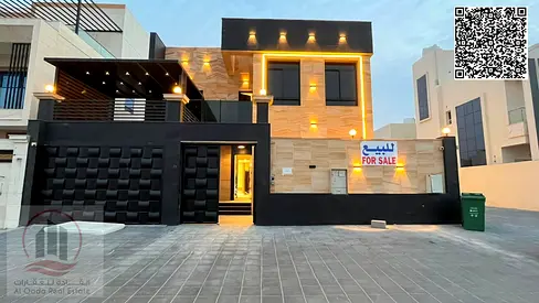 For sale in Al Zahia area | Modern villa with 5 bedrooms, a majlis, and a living room, price includes registration fees, electricity, and air conditio