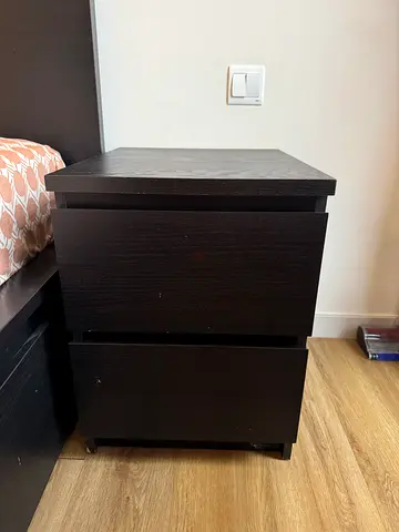 IKEA MALM 2-Drawer Bedside Table – Black-Brown