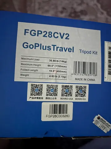 Benro GoPlus Travel FGP28CV Tripod - Brand Box (never used)