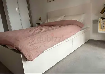 IKEA  Queen Size Bed + 2 Storage Drawers + Mattress