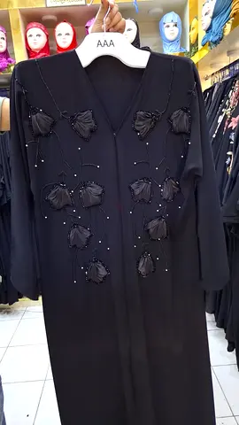 Black embroidered abaya with 3D floral appliqués - new one ( not used ) im having online store