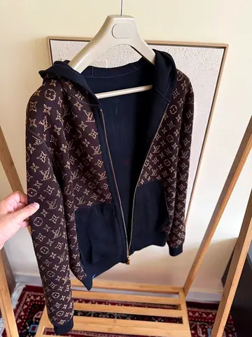 Brown monogram designer zip-up hoodie (LV style)
