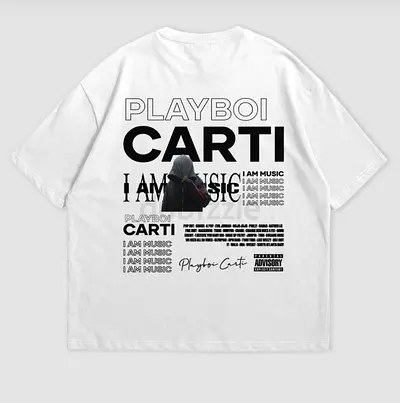 White Playboi Carti Graphic T‑Shirt, Unisex Streetwear, Size L (approx.)