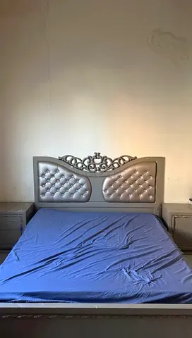 King Size Platform Bed with Tufted Headboard (+ Optional Dresser & Nightstands)