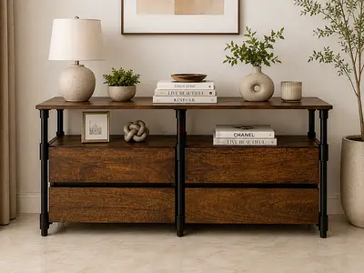 West Elm Solid Wood Cabinet / Media Unit - Dark Brown