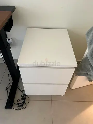 White 2-Drawer Nightstand / Bedside Table - Good Condition