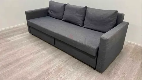 Grey 3-Seater Sofa Bed with Cushions - Good Condition