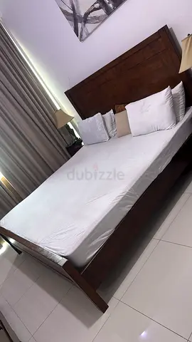 Solid Wood Super king Bed with Headboard - Dark Brown