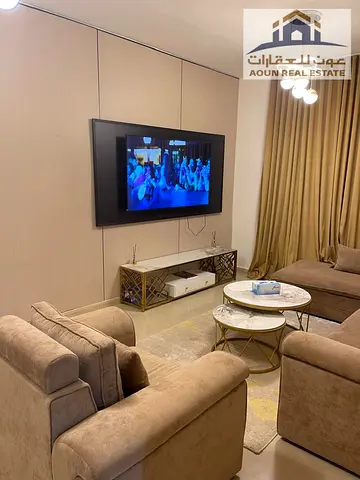 Super-class furnished one-bedroom apartment with a living room in Al Qasba.