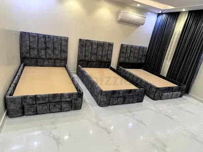 🌟 Elegant 3 Brand New Beds | Premium Fabric Finish | Perfect for Guest & Modern Bedrooms 🛏️