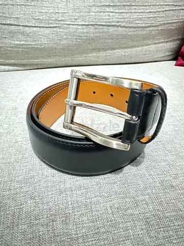 Magnnani Black leather men's belt with silver buckle - good condition