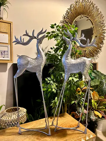 Pair of Tall metal Reindeer Figurines 83 cm