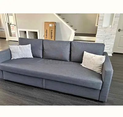 Grey 3-Seater Sofa Bed with Cushions - Good Condition