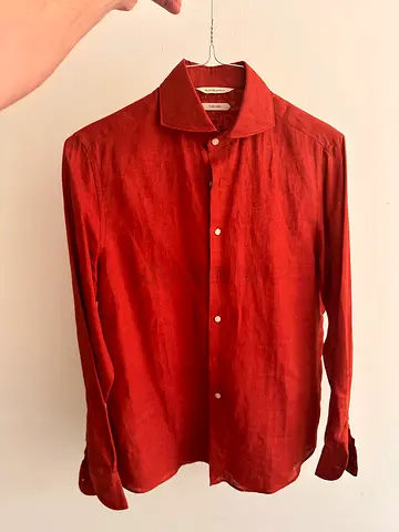 Suit Supply men's rust red long sleeve linen shirt - size 38 never worn