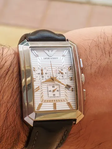 Rectangular Silver Men's Dress Watch with Black Leather Strap Price is negotiable!