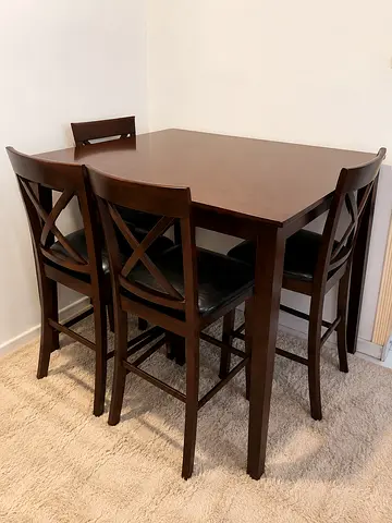 Modern Solid Wood Dining Set with Four Chairs