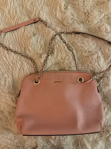 Light pink DKNY shoulder bag with chain straps