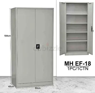 Metal Storage Cabinet 184cm High with 4 Shelves - Grey Office Cupboard