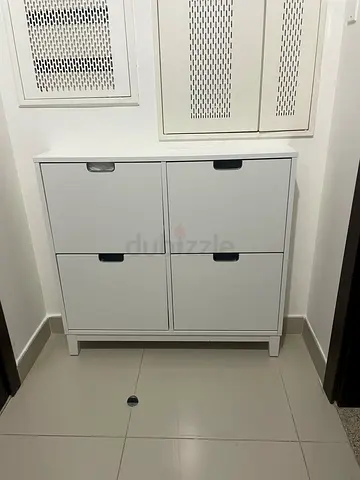 White 4-Door Shoe Cabinet / Storage Cupboard - Compact, Excellent Condition