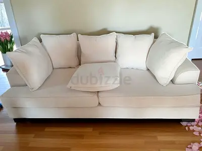 The One Modern 3- Seater Beige Fabric Sofa