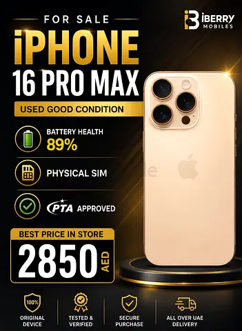 iPhone 16 Pro Max - Gold, Used Good Condition, 89% Battery Health
