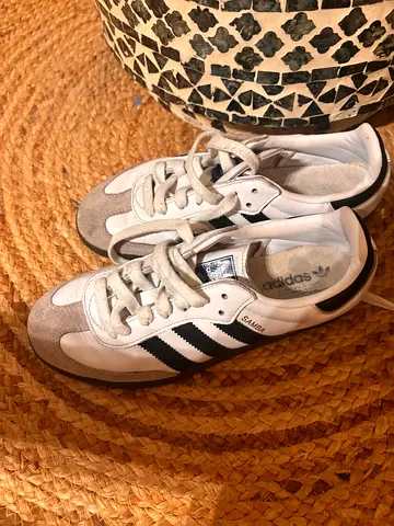 White Adidas Samba sneakers with black stripes, size 36.5, lightly used