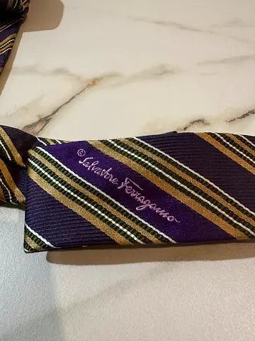 Salvatore Ferragamo striped silk tie - purple/gold