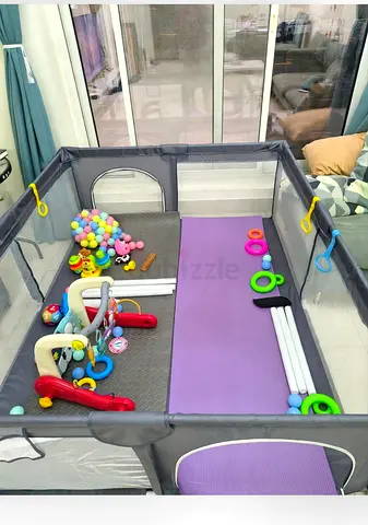 Portable Baby Playpen / Play Yard with Soft Ball Pit - Grey