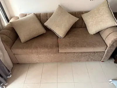 Urgent sale Beige 3-seater and 2-seater sofa set - very good condition and clean only 400 Aed