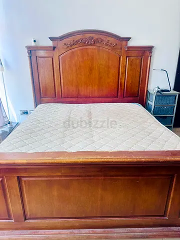 Solid Wood Double Bed with Headboard and Footboard - Classic Design