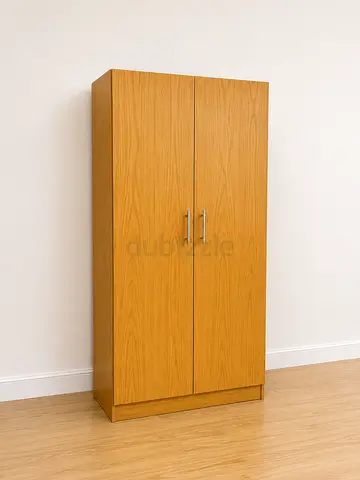 Two Door Wooden Wardrobe with Metal Handles