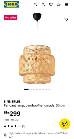 IKEA SINNERLIG Bamboo Pendant Lamp 50cm