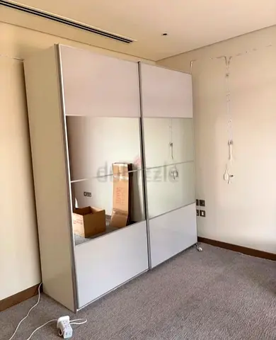 White Sliding Door Wardrobe with Mirrors - Good Condition